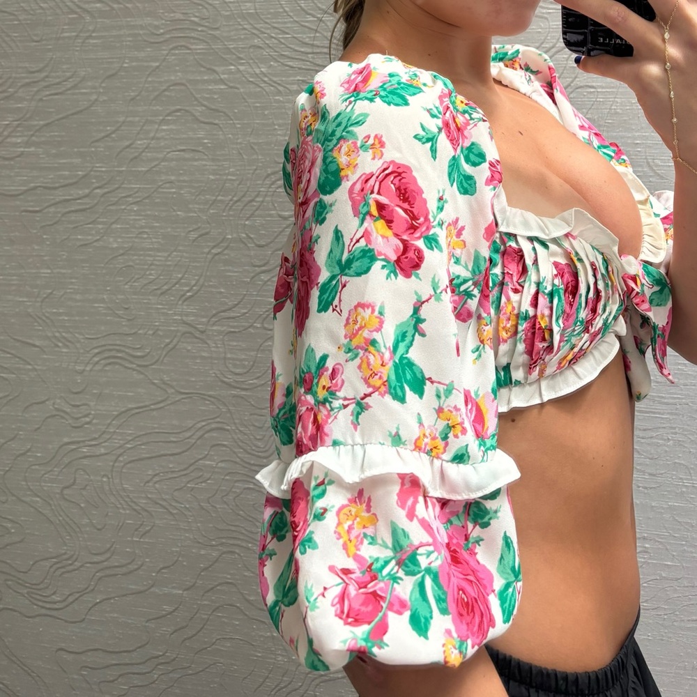 For Love And Lemons Floral Puff Sleeve Blouse